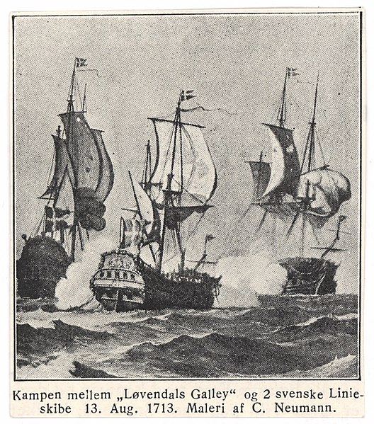 File:Kampen mellem "øvendals Galley og 2 svenske Linie-skibe 13. Aug. 1713.jpg