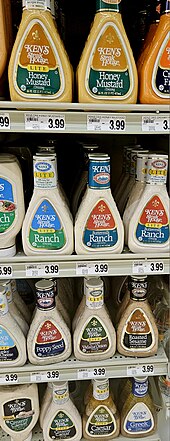 Selection of Ken's Steakhouse dressings in a grocery store. Ken's Steakhouse dressing.jpg