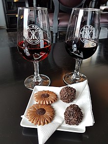 Port wine, a fortified wine Kopke Port & Chocolate (36326099081).jpg