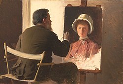 Kramskoy Painting a Portrait of His Daughter 1884