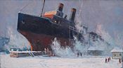 Ice braker under repairment, 1958.