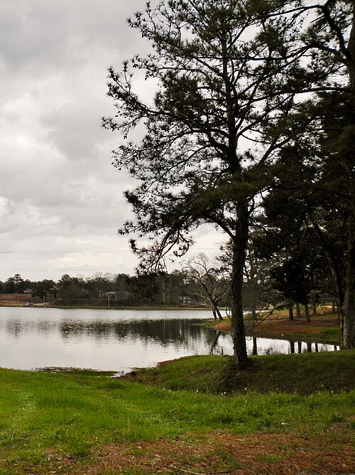 Lake Tuskegee is a city-owned recreational area with playgrounds, picnic areas, and some 92 acres of water providing fishing, sailing, and water skiin