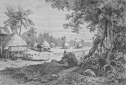 Landscape of Sawai village in 1884 Landscape in Car-Nicobar Village of Sawi.jpg