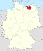 Map of Germany, position of the Rostock district highlighted