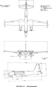 3-view line drawing of the Lockheed P2V-4 Neptune.