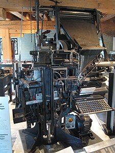 Eine Linotype-Setzmaschine, Marktführer seit Ende des 19. Jahrhunderts vor allem im Zeitungsdruck