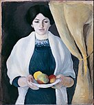 Porträt mit Äpfeln: Frau des Künstlers, Macke