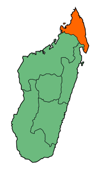 Locatie van de provincie Antsiranana in Madagaskar