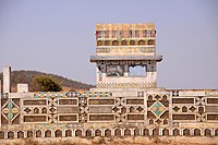 Mahafaly tomb with traditional painted decoration Mahafaly tomb painted carved south Madagascar.jpg