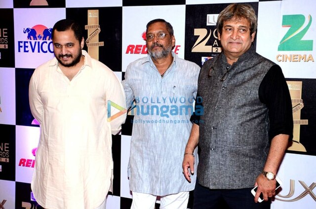 Manjrekar with Nana Patekar and Malhar Patekar at Zee Cine Awards 2016
