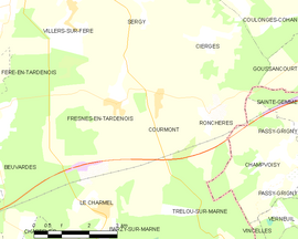 Mapa obce Courmont