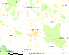 Mapa obce Cosne-d'Allier