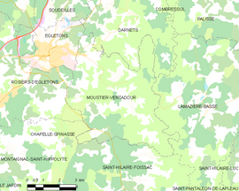 Mapa obce Moustier-Ventadour