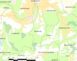 Mapa obce Bondeval