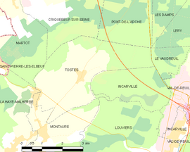 Mapa obce Tostes