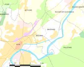 Mapa obce Brevans