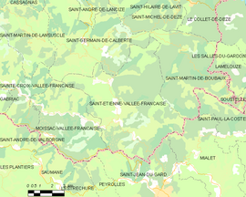 Mapa obce Saint-Étienne-Vallée-Française
