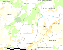 Mapa obce Huilly-sur-Seille
