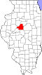 Mapa de Illinois con la ubicación del condado de Tazewell