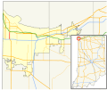 This is a map of the US state of Indiana which shows the route of State Road 152.