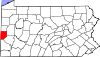 Mapa del estado que destaca el condado de Beaver