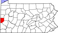 Map of Pensilvanija highlighting Beaver County