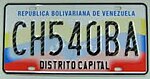 Matrícula automovilística Venezuela 2008 Distrito Capital CH540BA.jpg