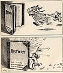 Baby Nyår 1905 jagar gamla 1904 in i historieböckerna i denna skämtteckning av John T. McCutcheon.