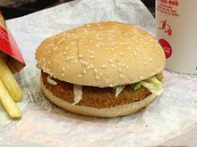 A McVeggie sandwich from a McDonald's in India