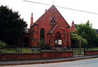 Methodist chapel nearly destroyed in 1844, and rebuilt 1904 Methodist chapel Dale Abbey.JPG