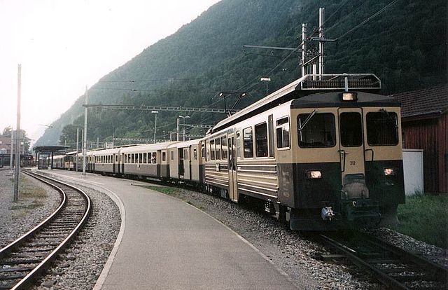 A BOB train at Interlaken Ost, note the former brown / cream livery
