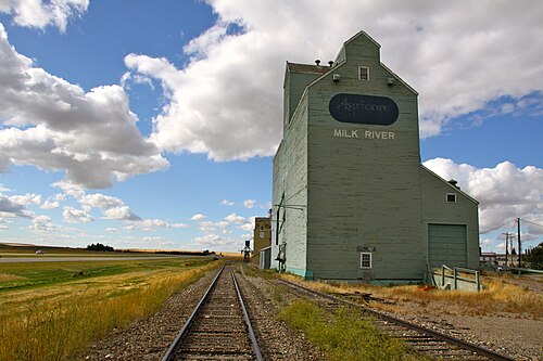 Grain elevators in Milk River
