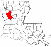Localização da paróquia no Estado de Louisiana