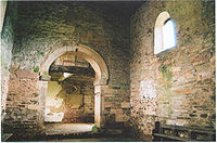 Interior de la Capella de l'Odda, Deerhurst, Gloucestershire