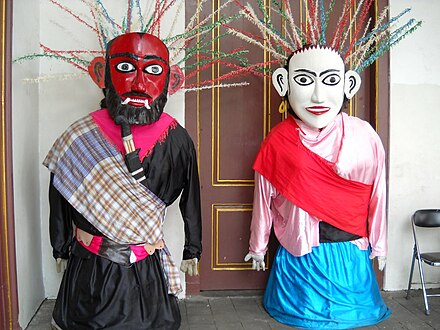 Traditional male & female ondel-ondel in Wayang Museum, Jakarta