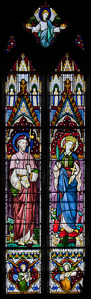 File:Our Lady's Island Church of the Assumption Chancel Window Saints James and Margaret 2010 09 26.jpg