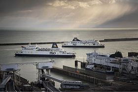 Pride of Burgundy and Pride of Kent in Dover Harbour. P&O Ferries Dover Harbour.jpg