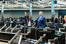 Touring the National Counterterrorism Center's Watch Floor with President Joe Biden at the ODNI Headquarters in Tysons Corner, Virginia in 2021. (Official White House Photo by Adam Schultz) P20210727AS-1107 (51441324644).jpg