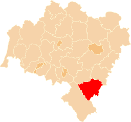 Powiat ząbkowicki (rödmarkerat) i Nedre Schlesiens vojvodskap.