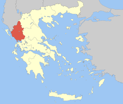 ギリシャにおけるイピロス地方の位置