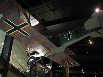 D.XII at the Australian War Memorial's ANZAC Hall. Pfalz D.XII Serial 2600-18.jpg