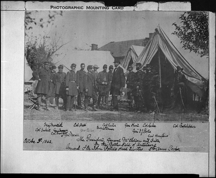 File:Photograph of President Abraham Lincoln and His Generals After Antietam - NARA - 527118.jpg