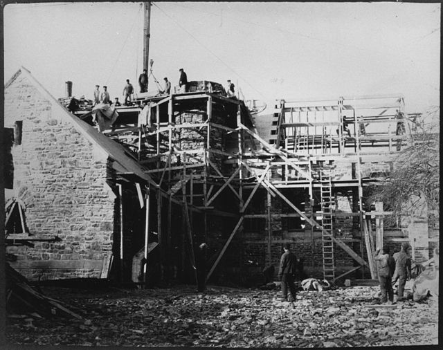 Construction of the George Newhall Clark '04 Memorial Chapel at Pomfret School c. 1908