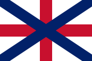 A reconstruction of an alternative version of the Union Jack that appears on a painted wooden ceiling boss from Linlithgow Palace (c.1617).