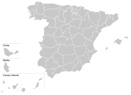 Provincie Španělska - prázdná mapa. Svg