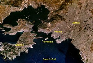 Imagen de satélite de Psyttalia y sus alrededores