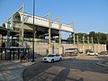 Riverside station platform canopy from parking lot, September 2015.JPG