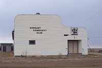 The Robsart Community Hall renovated in the 1980s by local residents and farmers now sits idle, used for special occasions. Robsart Community Hall in Robsart, Saskatchewan.jpg