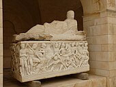 Amazon sarcophagus, Tel Mevorah, Roman period, early 3rd century CE; depicts battle between Amazons and Greeks