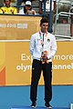 Deutsch: Badminton bei den Olympischen Jugendspielen 2018; Tag 2, 8. Oktober 2018; Siegerehrung Jungen English: Roller speed skating at the 2018 Summer Youth Olympics; day 2, 8 October 2018 – Boys Victory Ceremony